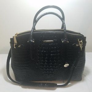 BRAHMIN AUDRA BLACK CROC BUSINESS TOTE- MELBOURNE